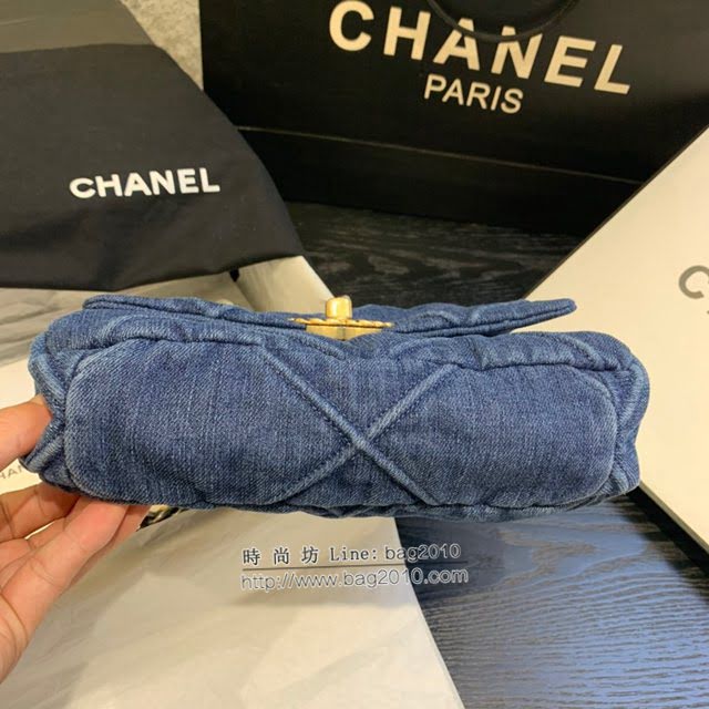 Chanel女包 香奈兒專櫃最新款小號牛仔布包 Chanel19系列牛仔口蓋包 AS1160  djc4312